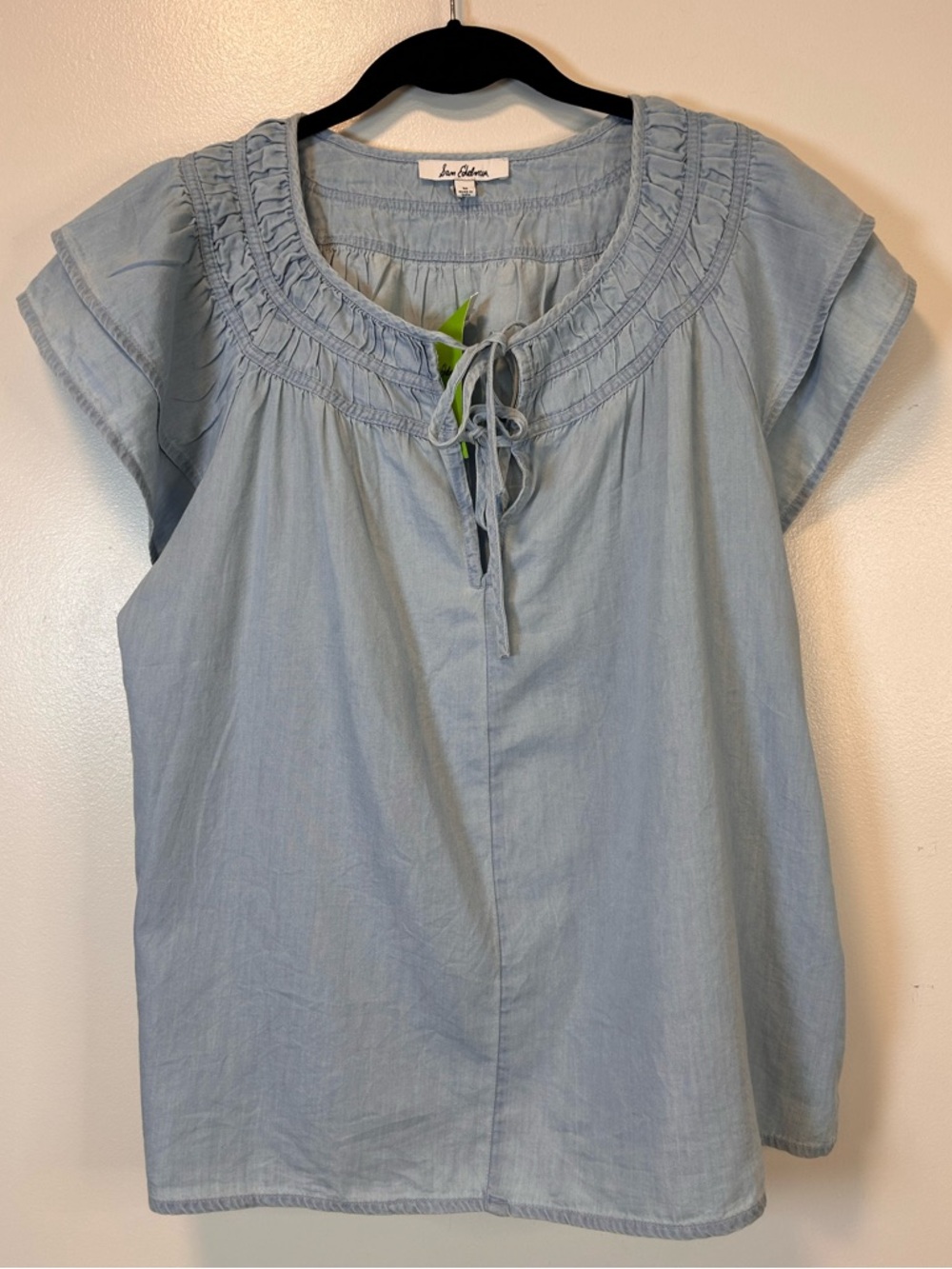 Sam Edelman Tabitha Short Flutter Sleeves V-Neck Blue Blouse Women’s Medium